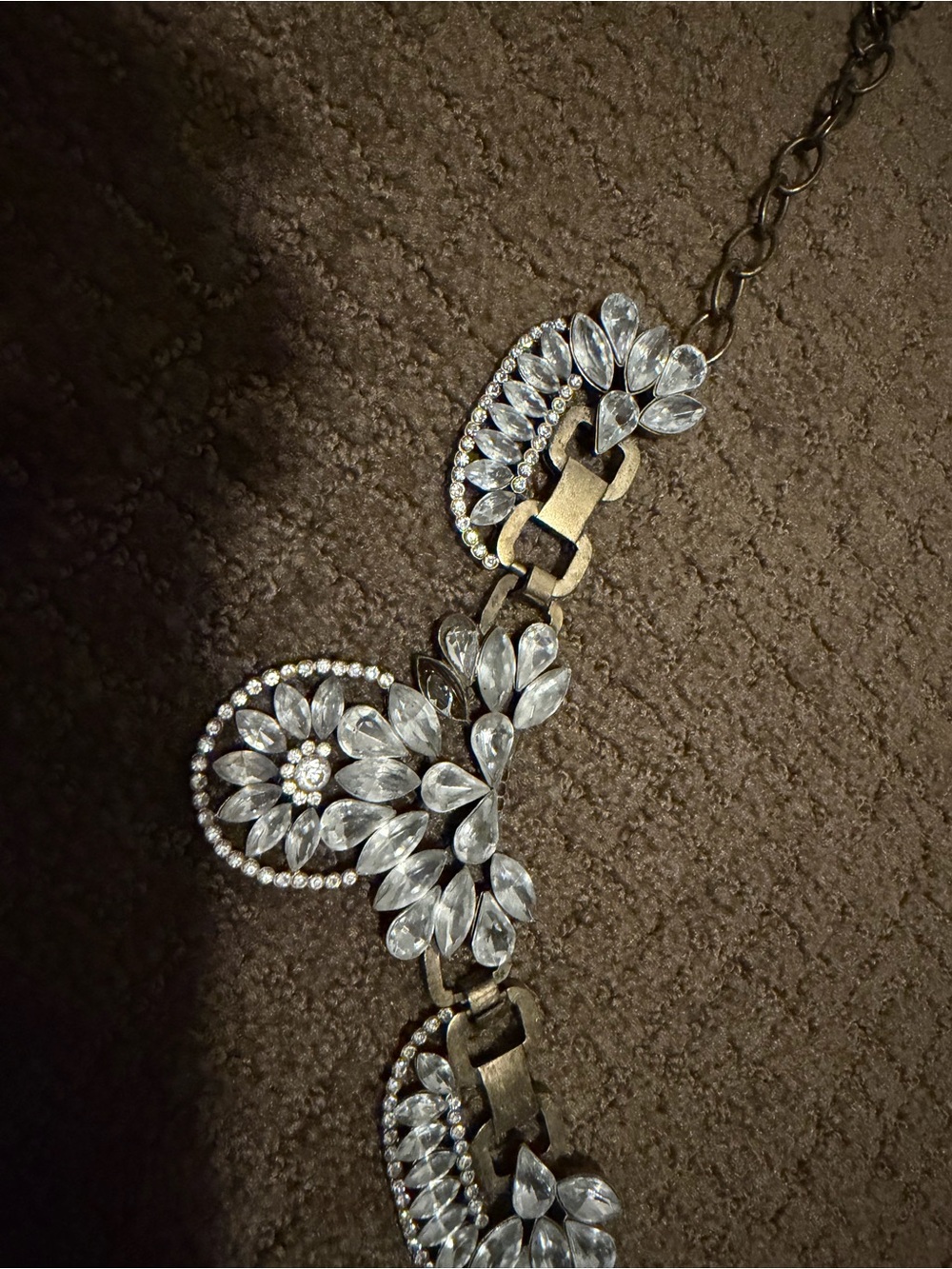 Crystal Statement Necklace - Clear Floral Design